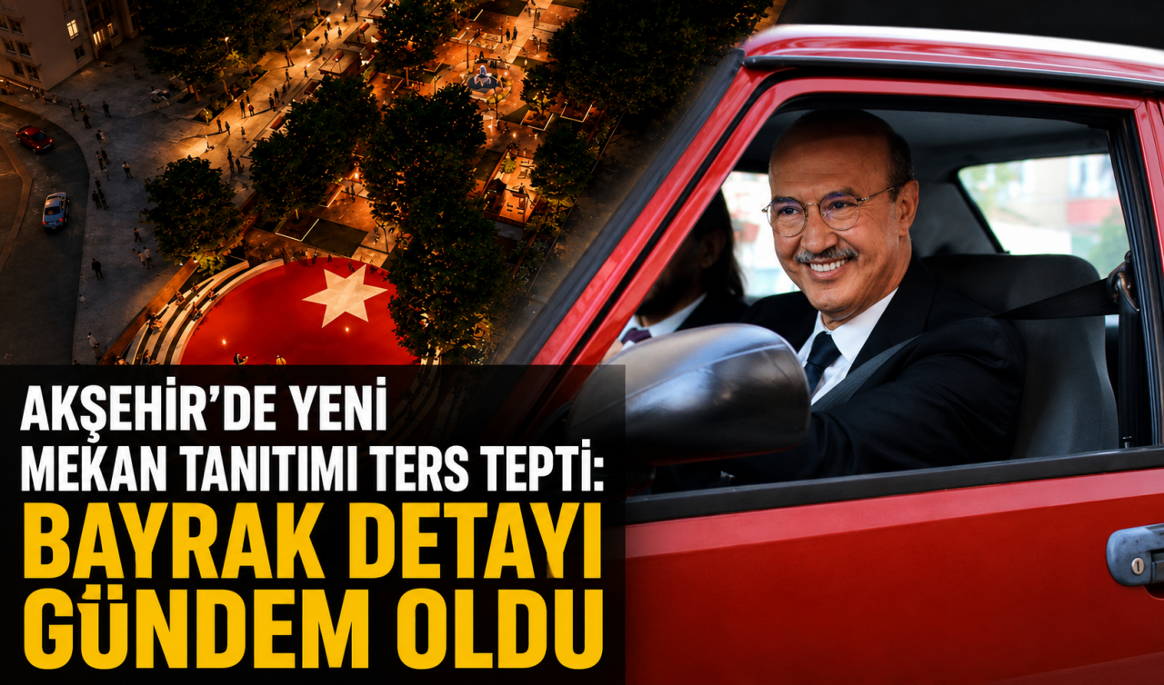 Konya Akşehir’de yeni mekan tanıtımı ters tepti: Bayrak detayı gündem oldu