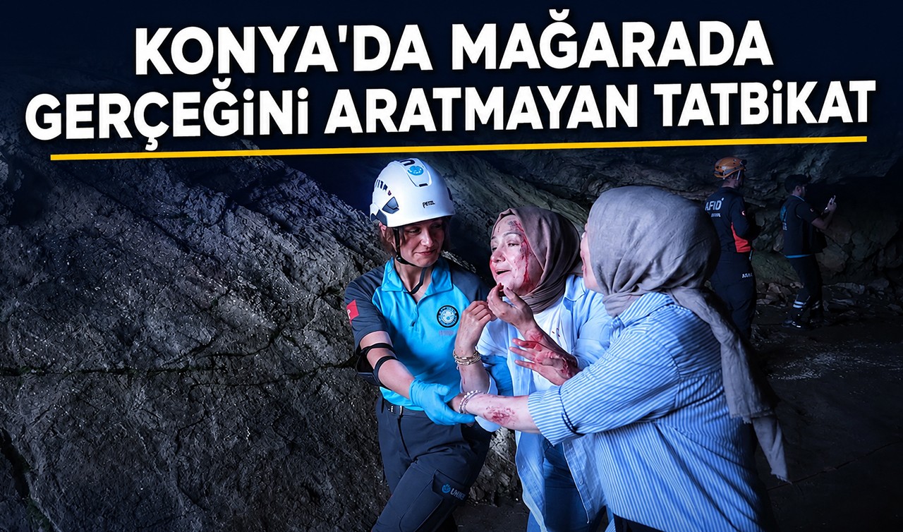 Konya'da mağarada gerçeğini aratmayan tatbikat