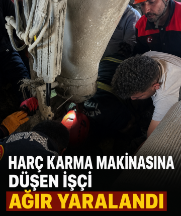 Harç karma makinasına düşen işçi ağır yaralandı