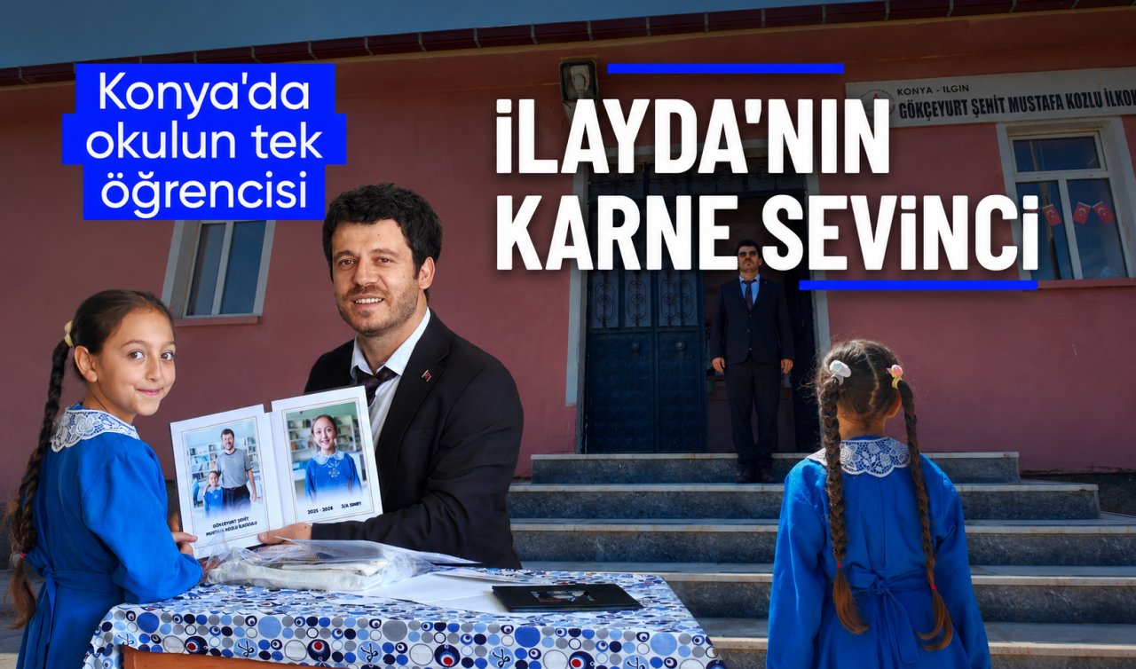 Konya'da okulun tek öğrencisi İlayda’nın karne sevinci