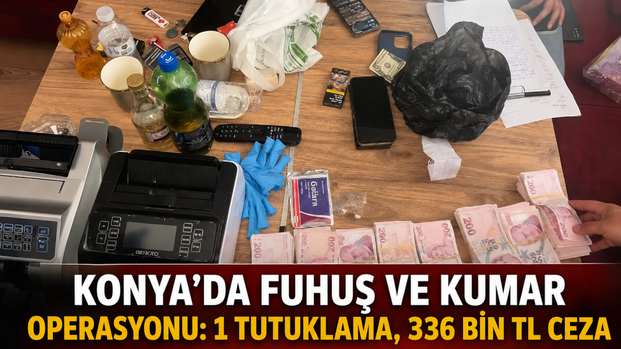 Konya’da fuhuş ve kumar operasyonu: 1 tutuklama, 336 bin TL ceza
