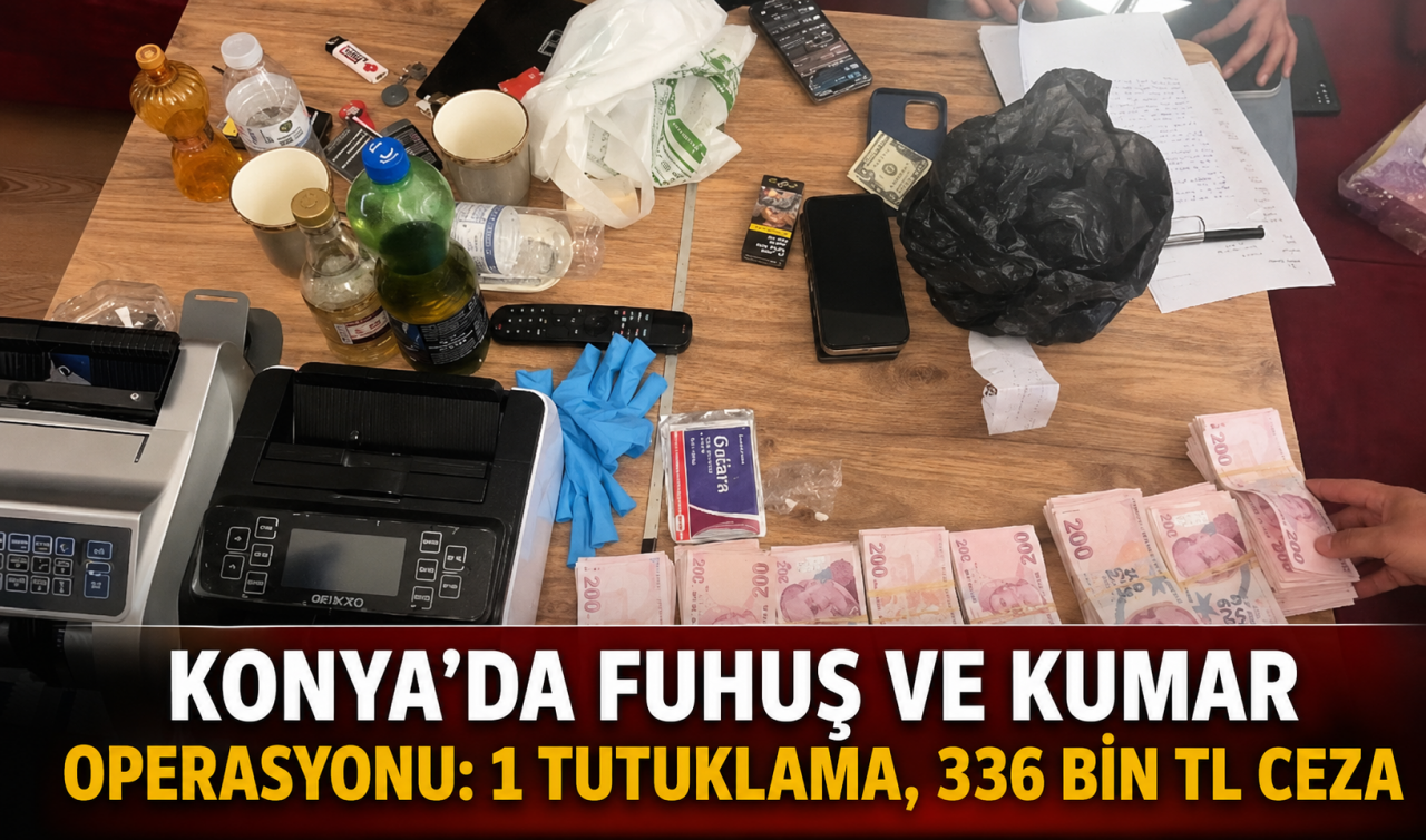 Konya’da fuhuş ve kumar operasyonu: 1 tutuklama, 336 bin TL ceza