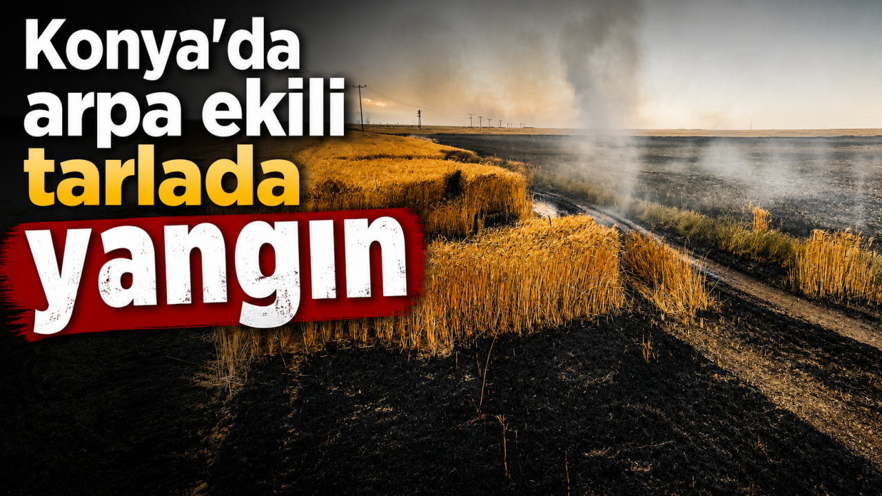 Konya'da arpa ekili tarlada yangın