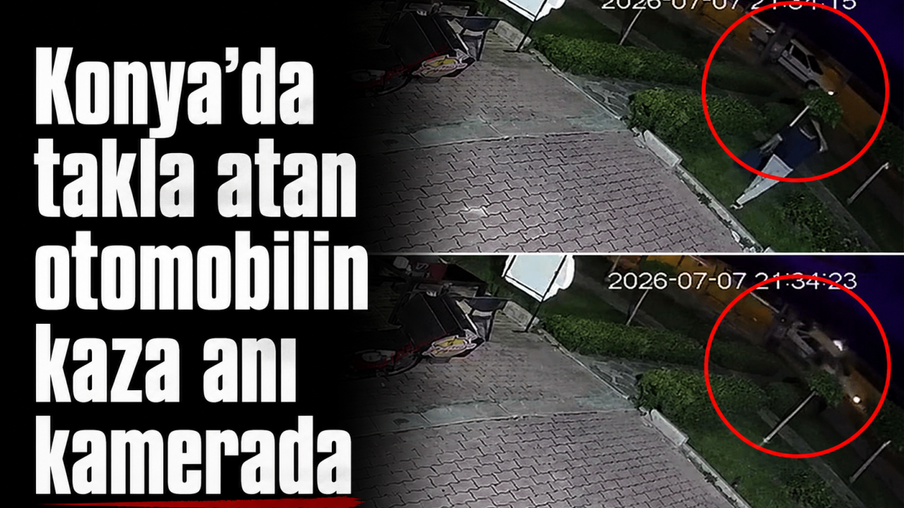 Konya’da takla atan otomobilin kaza anı kamerada