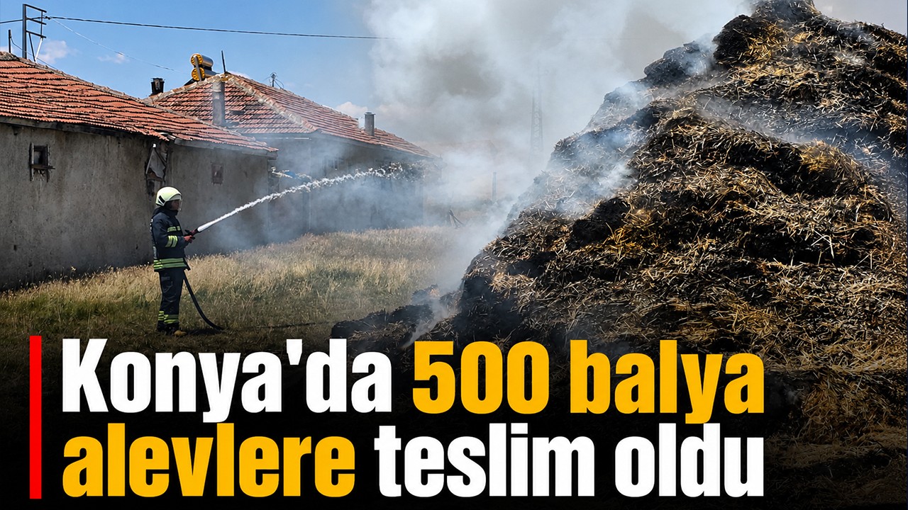 Konya'da 500 balya alevlere teslim oldu