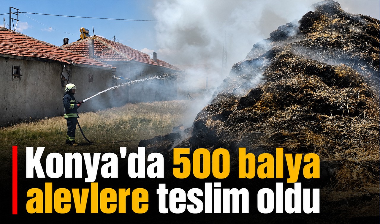 Konya'da 500 balya alevlere teslim oldu