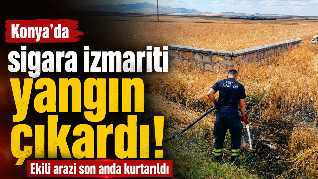 Konya'da sigara izmariti yangın çıkardı! Ekili arazi son anda kurtarıldı