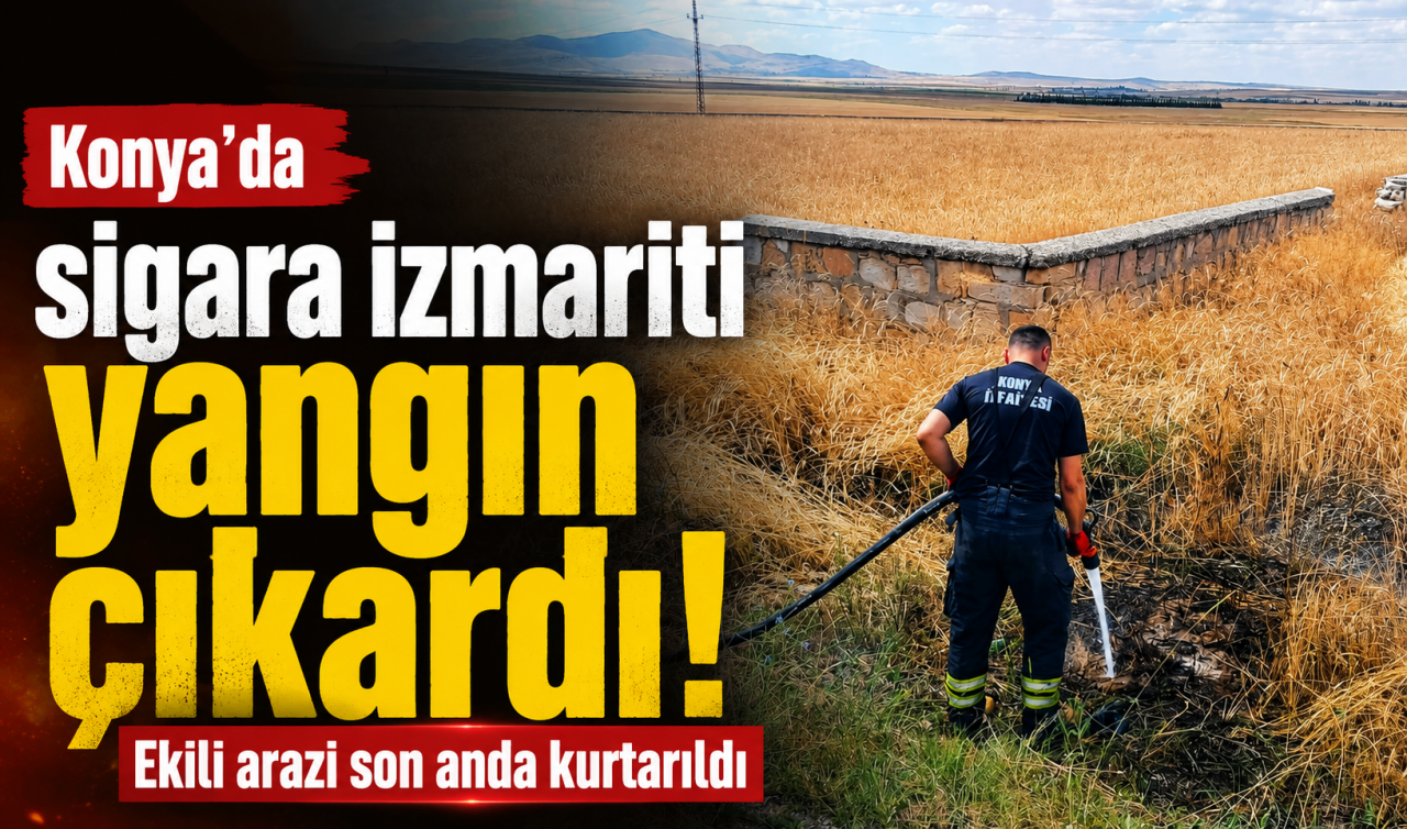 Konya'da sigara izmariti yangın çıkardı! Ekili arazi son anda kurtarıldı