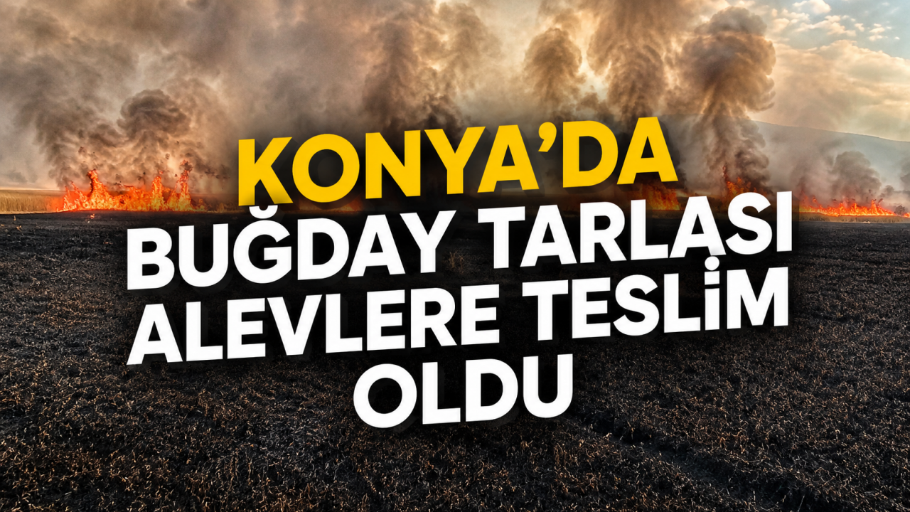 Konya’da buğday tarlası alevlere teslim oldu