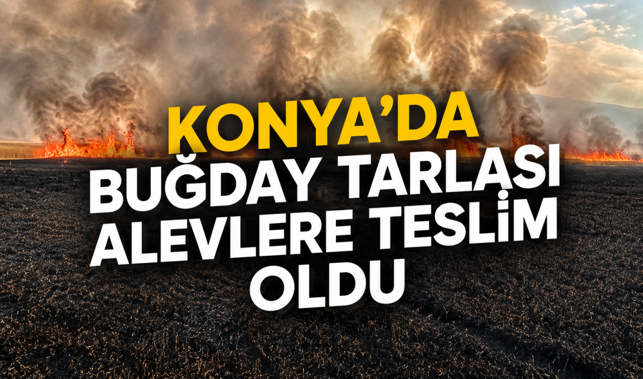 Konya’da buğday tarlası alevlere teslim oldu