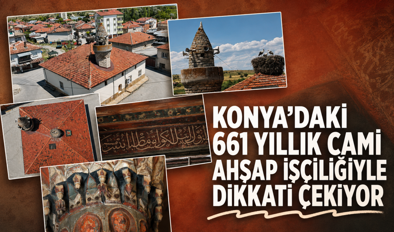Konya'daki 661 yıllık cami ahşap işçiliğiyle dikkati çekiyor