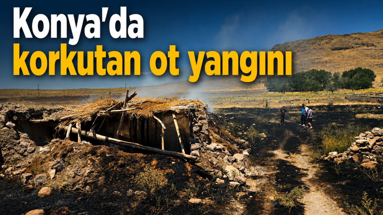 Konya'da korkutan ot yangını