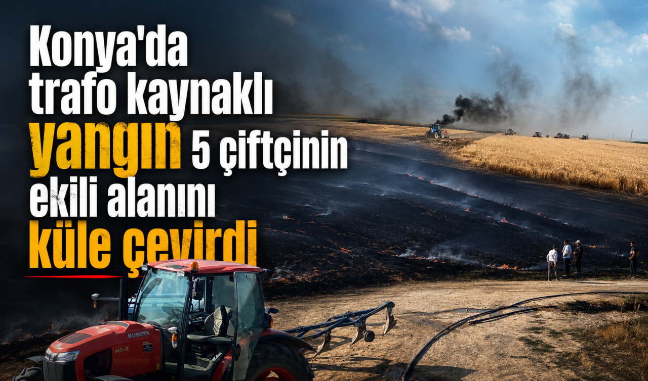 Konya'da trafo kaynaklı yangın 5 çiftçinin ekili alanını küle çevirdi