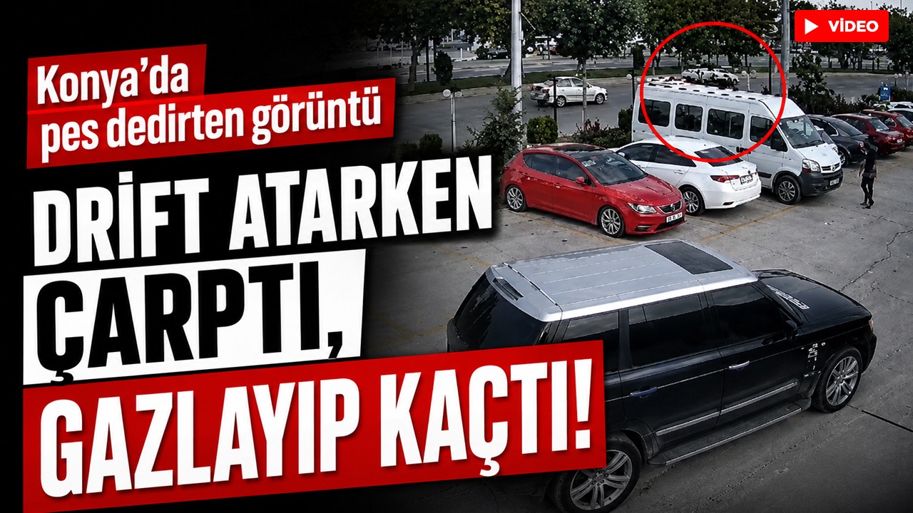 Konya'da pes dedirten görüntü: Drift atarken çarptı, gazlayıp kaçtı!