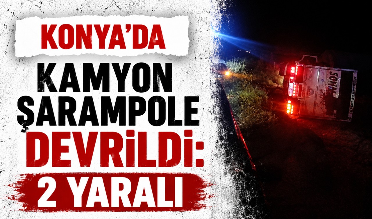 Konya'da kamyon şarampole devrildi: 2 yaralı