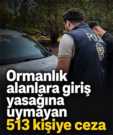 Ormanlık alanlara giriş yasağına uymayan 513 kişiye ceza