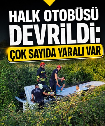 Halk otobüsü devrildi: Çok sayıda yaralı var