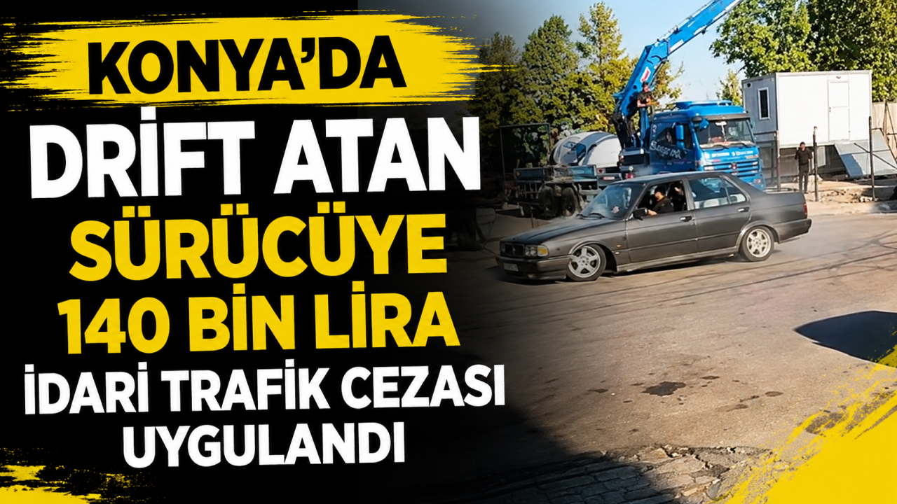 Konya'da drift atan sürücüye 140 bin lira idari trafik cezası uygulandı