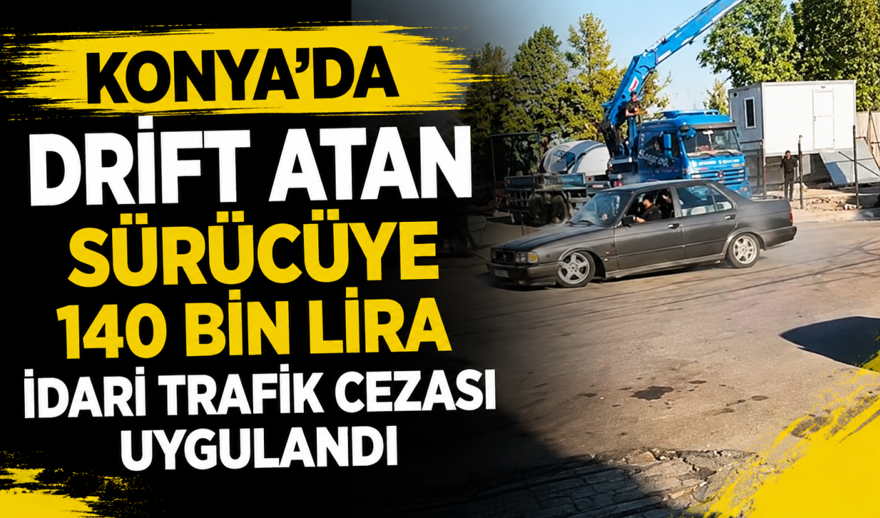 Konya'da drift atan sürücüye 140 bin lira idari trafik cezası uygulandı