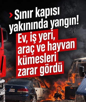 Sınır kapısı yakınında yangın! Ev, iş yeri, araç ve hayvan kümesleri zarar gördü