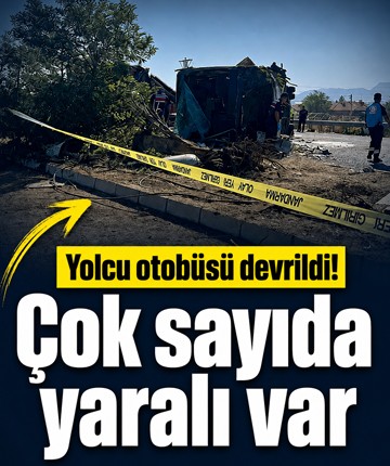 Yolcu otobüsü devrildi! Çok sayıda yaralı var