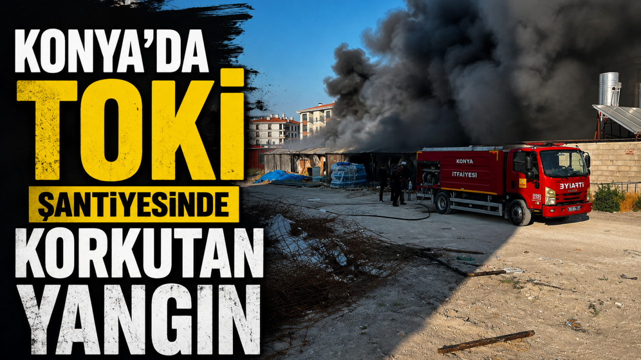 Konya'da TOKİ şantiyesinde korkutan yangın