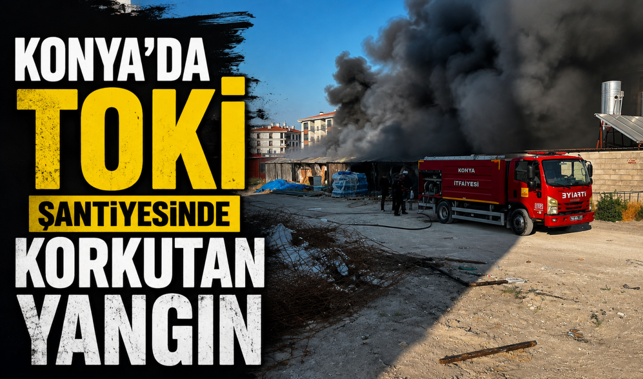 Konya'da TOKİ şantiyesinde korkutan yangın