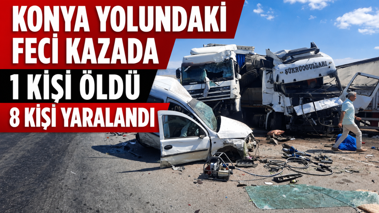 Konya yolundaki feci kazada 1 kişi öldü 8 kişi yaralandı