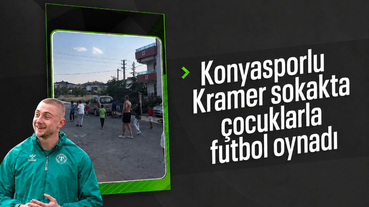 Konyasporlu Kramer sokakta çocuklarla futbol oynadı