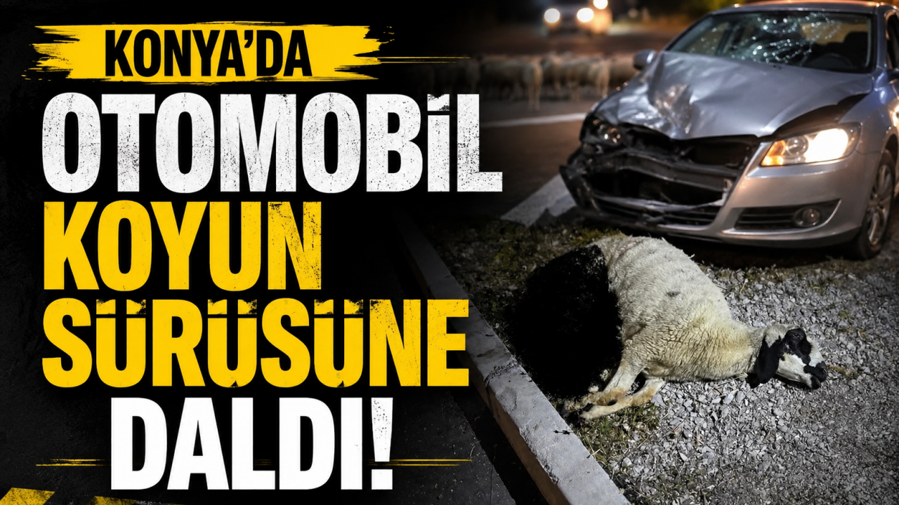 Konya'da otomobil koyun sürüsüne daldı!