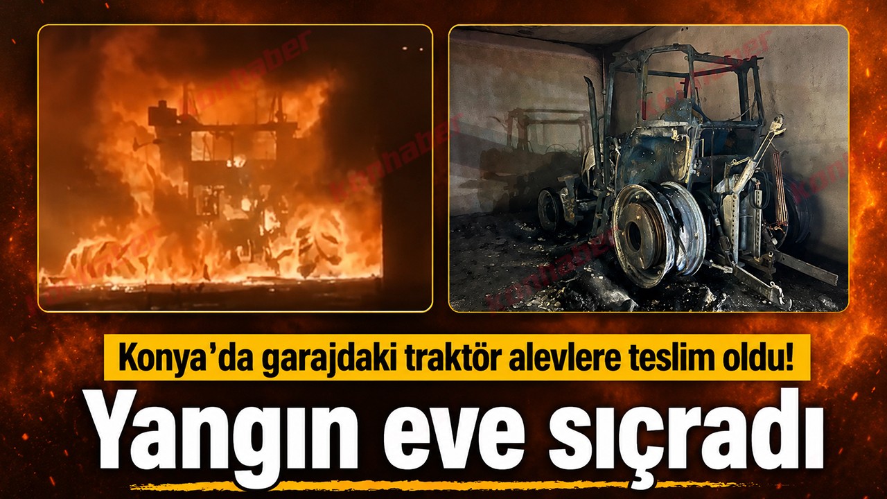 Konya’da garajdaki traktör alevlere teslim oldu! Yangın eve sıçradı