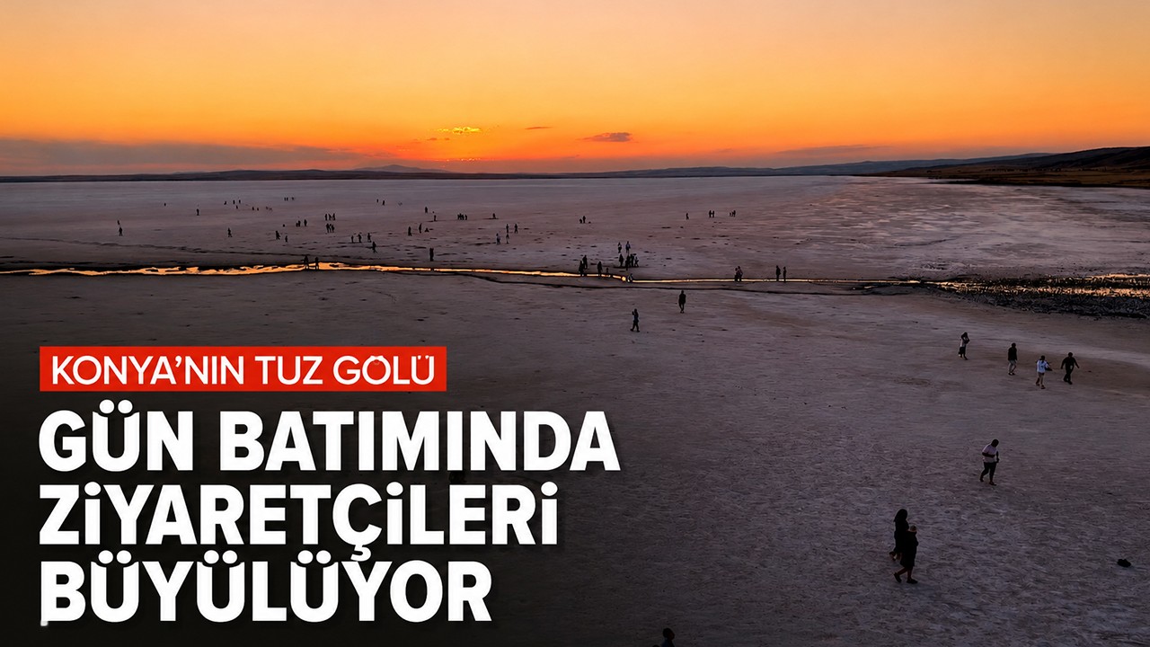 Konya’nın Tuz Gölü Gün batımında ziyaretçileri büyülüyor